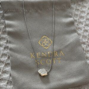 Kendra Scott Silver Necklace with Geometric White Pendant